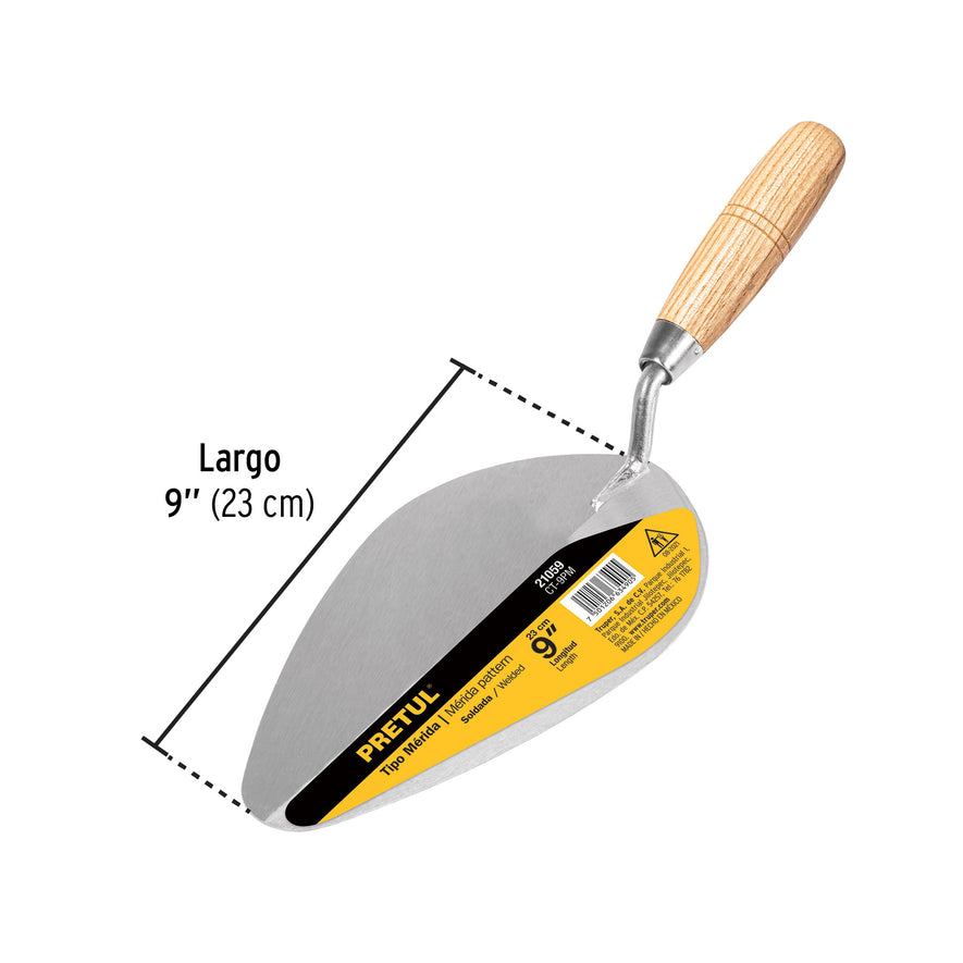 Cuchara para albañil 9' tipo Mérida, Pretul Caja con 6, 21059