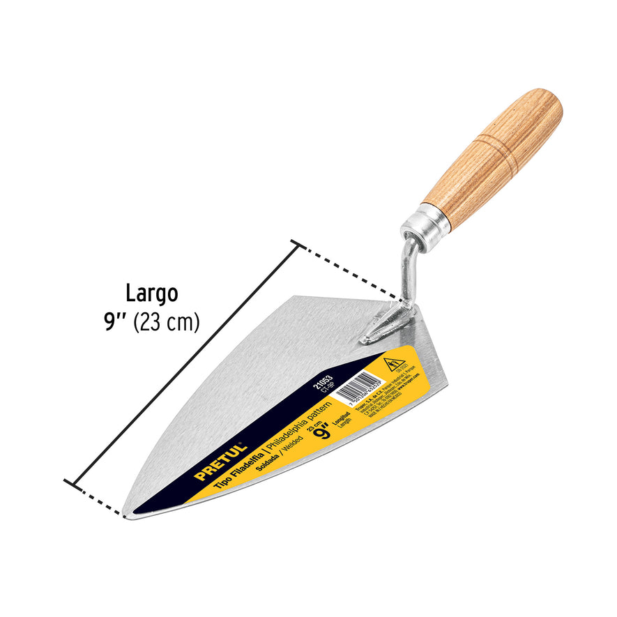 Cuchara para albañil 9' tipo Filadelfia, Pretul Caja con 6, 21053