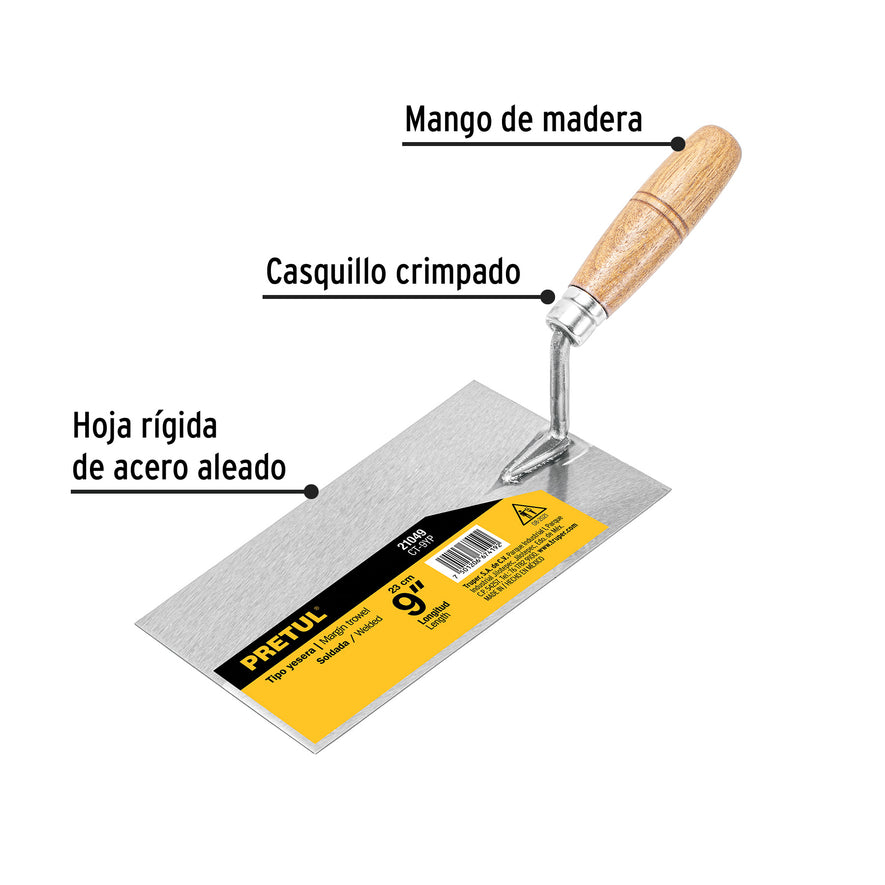 Cuchara para albañil 9' yesera, Pretul Caja con 6, 21049