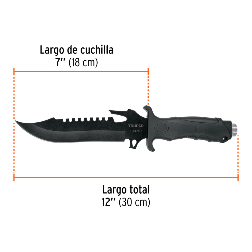 Cuchillo táctico para campismo 7', TRUPER Caja con 4, 103710
