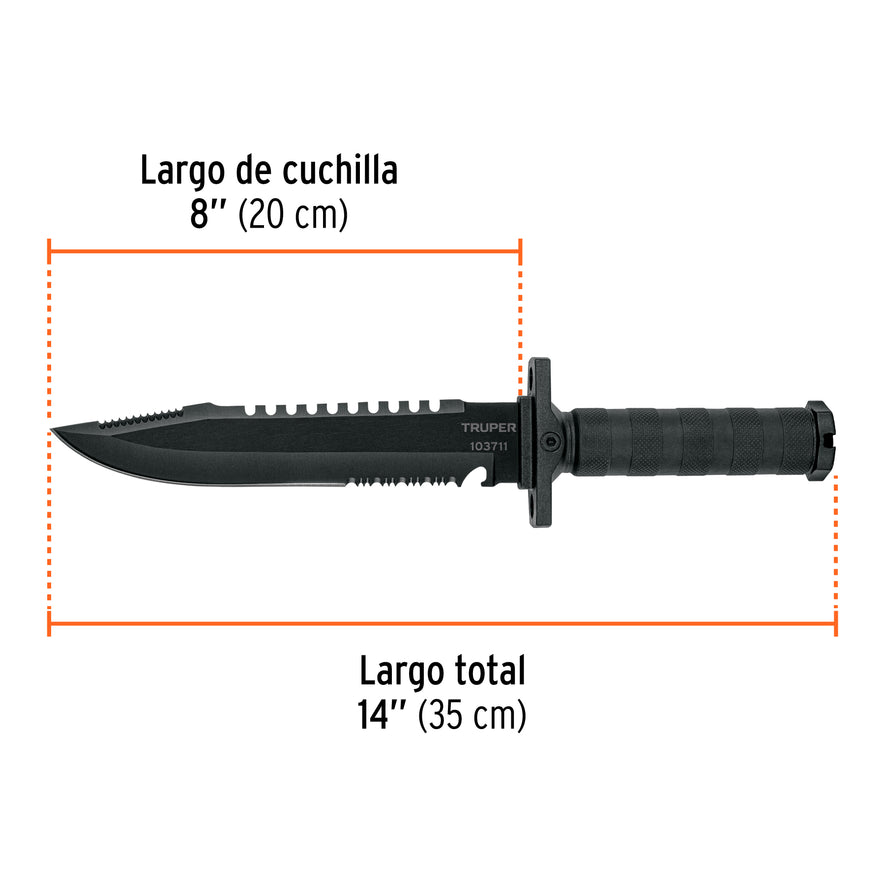 Cuchillo táctico de monte 8', TRUPER Caja con 4, 103711