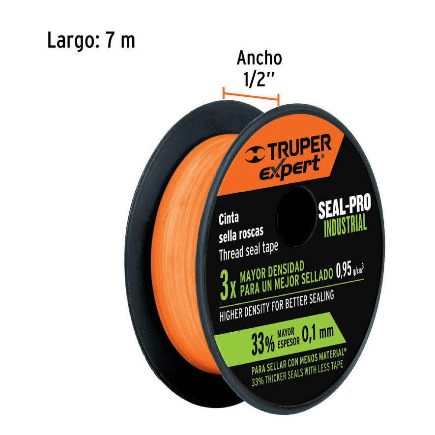 Cinta sella roscas 1/2' X 7 m de largo, industrial, Expert Caja con 20, 12515