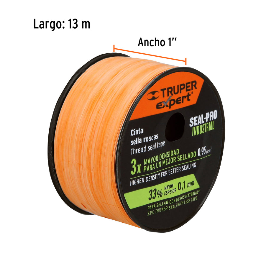 Cinta sella roscas 1' X 13 m de largo, industrial, Expert Caja con 10, 12518