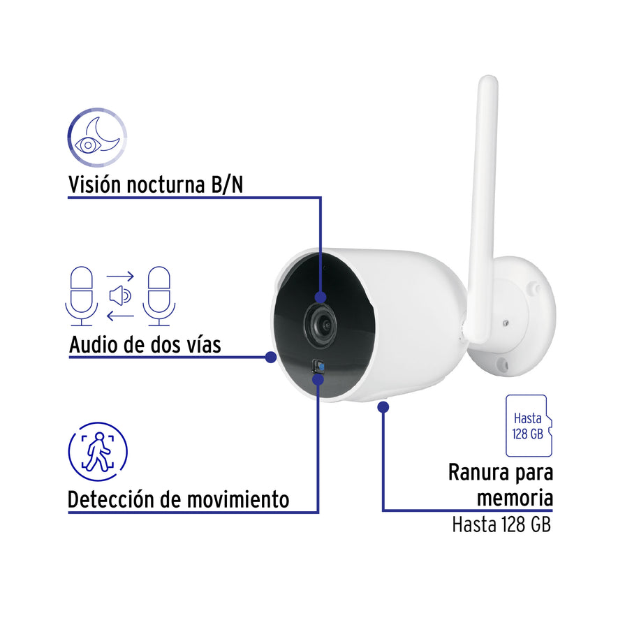 Cámara WiFi Tipo Bala 2MP, Volteck, 49559