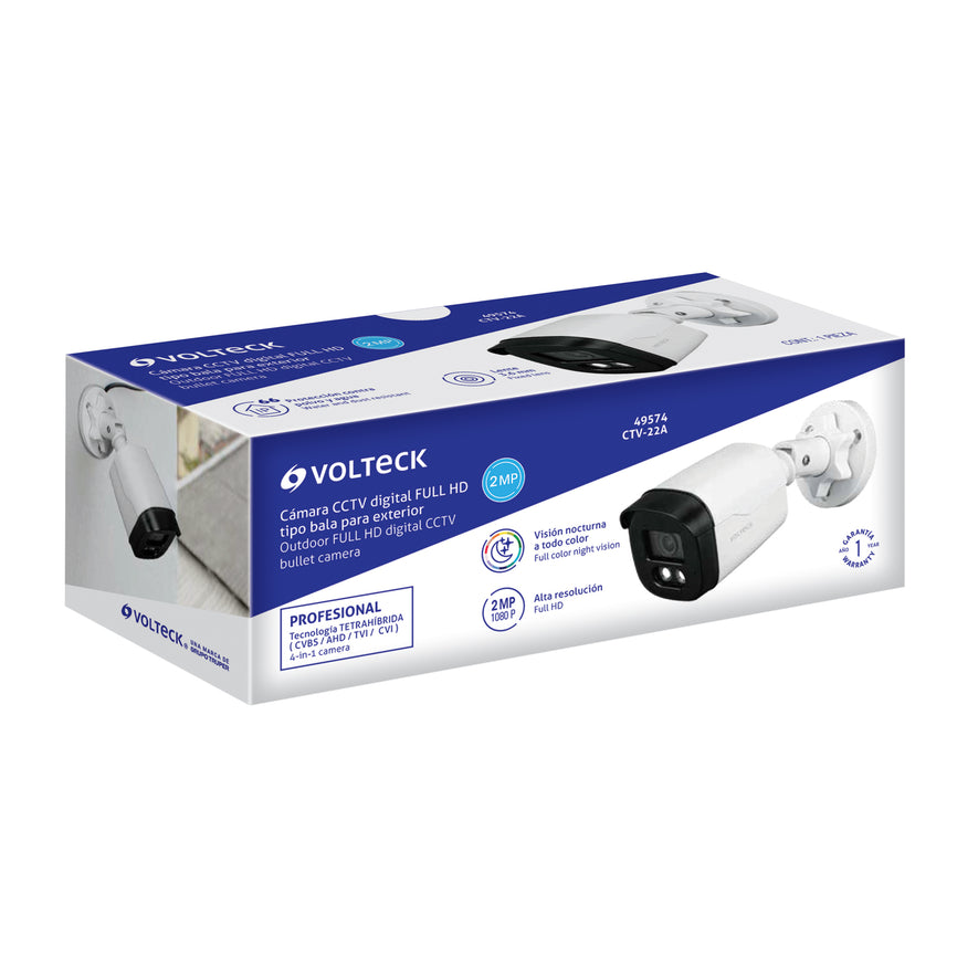 Cámara Tipo Bala 2MP, Lente 3.6mm, Volteck, 49574