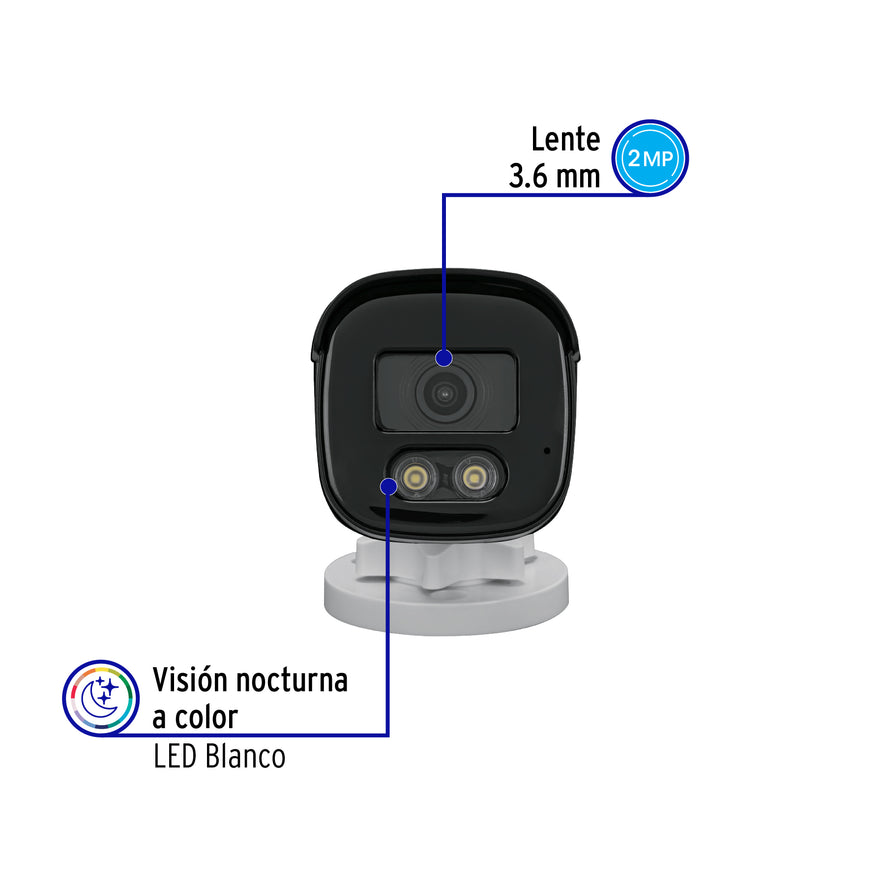 Cámara Tipo Bala 2MP, Lente 3.6mm, Volteck, 49574