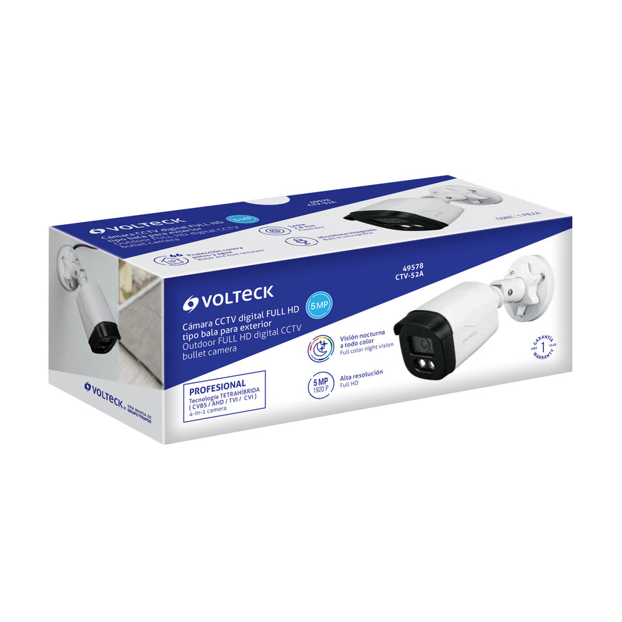 Cámara Tipo Bala 5MP, Lente 2.8mm, c/Micrófono, Volteck, 49578