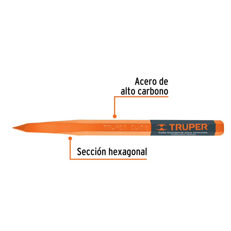 Cuña para concreto de 7/8', Truper Caja con 3, 13053