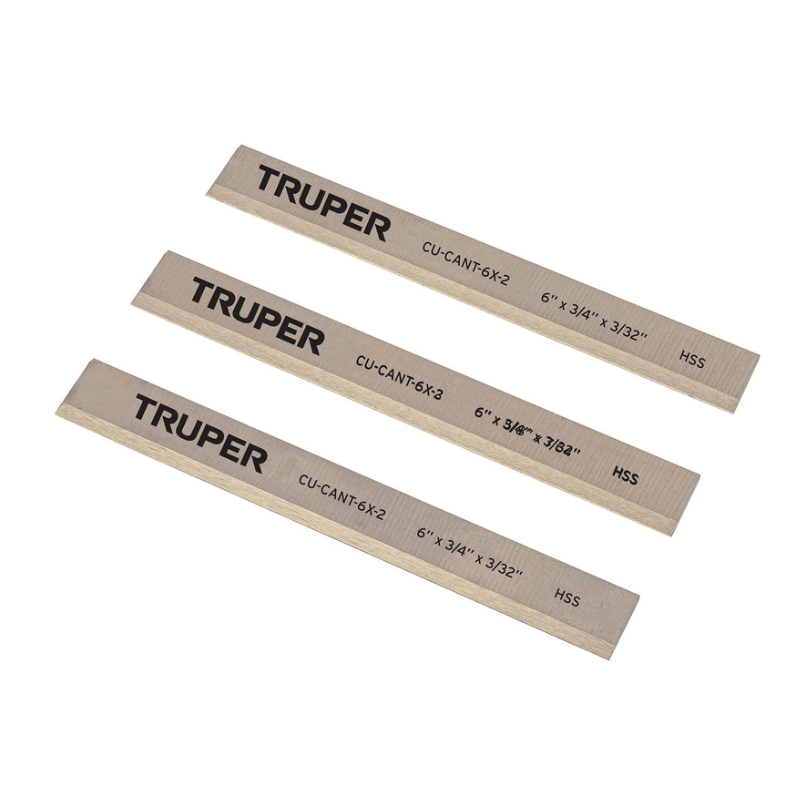 Cuchillas para canteadora CANT-6X-2, 3 pzs en caja, TRUPER, 16919