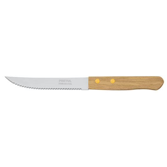 Cuchillo con sierra para asado 5' mango de madera, Pretul Caja con 6, 23083