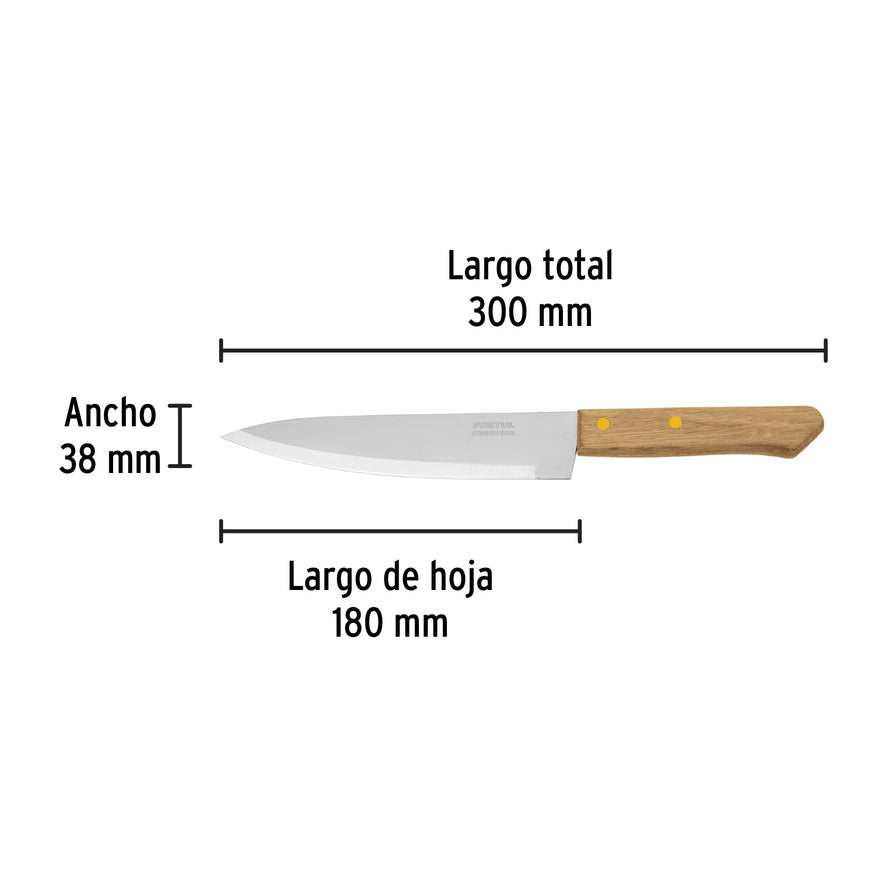 Cuchillo de chef 7' mango de madera, Pretul Caja con 6, 23081