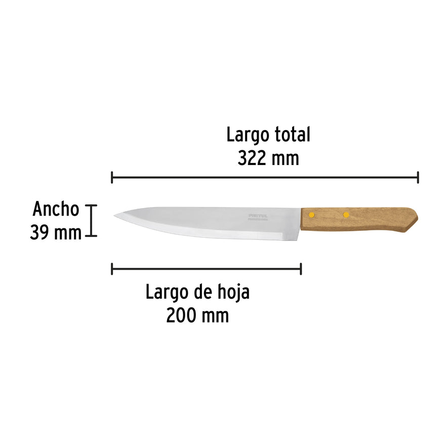 Cuchillo de chef 8' mango de madera, Pretul Caja con 6, 23082