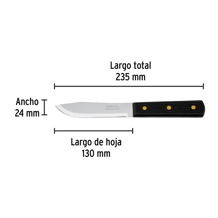 Cuchillo cebollero 5' mango de polipropileno, Pretul Caja con 6, 23084