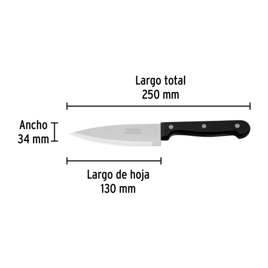 Cuchillo de chef 5' mango de polipropileno, Pretul Caja con 6, 23088