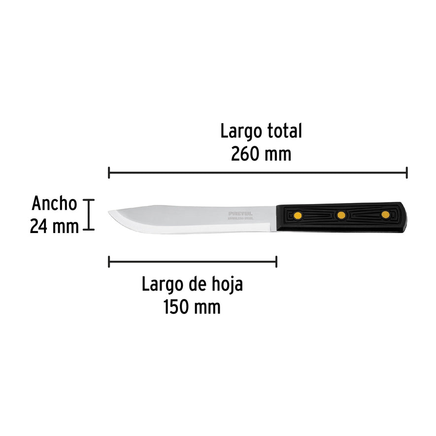 Cuchillo cebollero 6' mango de polipropileno, Pretul Caja con 6, 23085