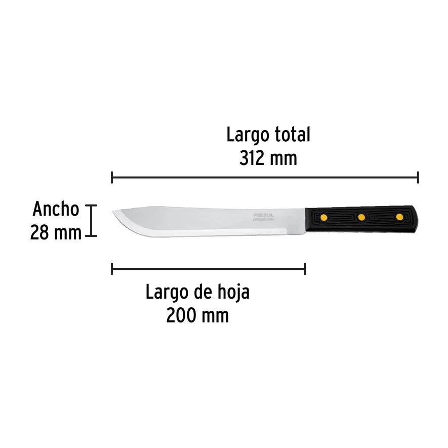 Cuchillo cebollero 8' mango de polipropileno, Pretul Caja con 6, 23087