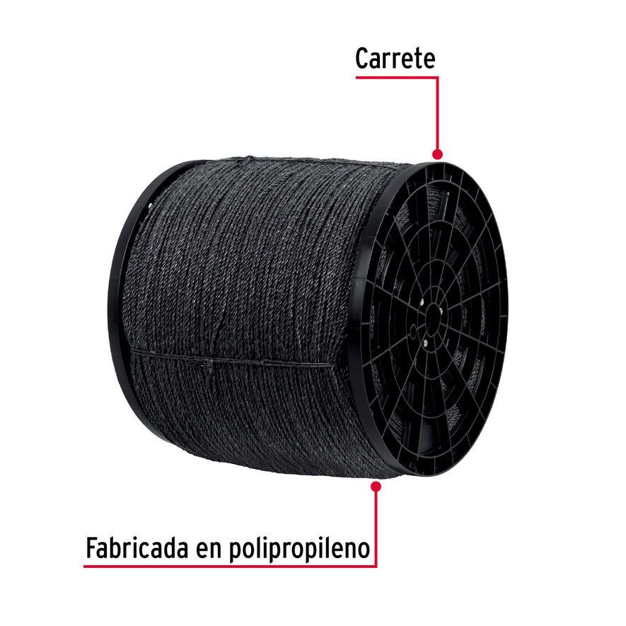 Kilo de cuerda negra de polipropileno 4 mm, carrete 20kg Caja con 20, 40762