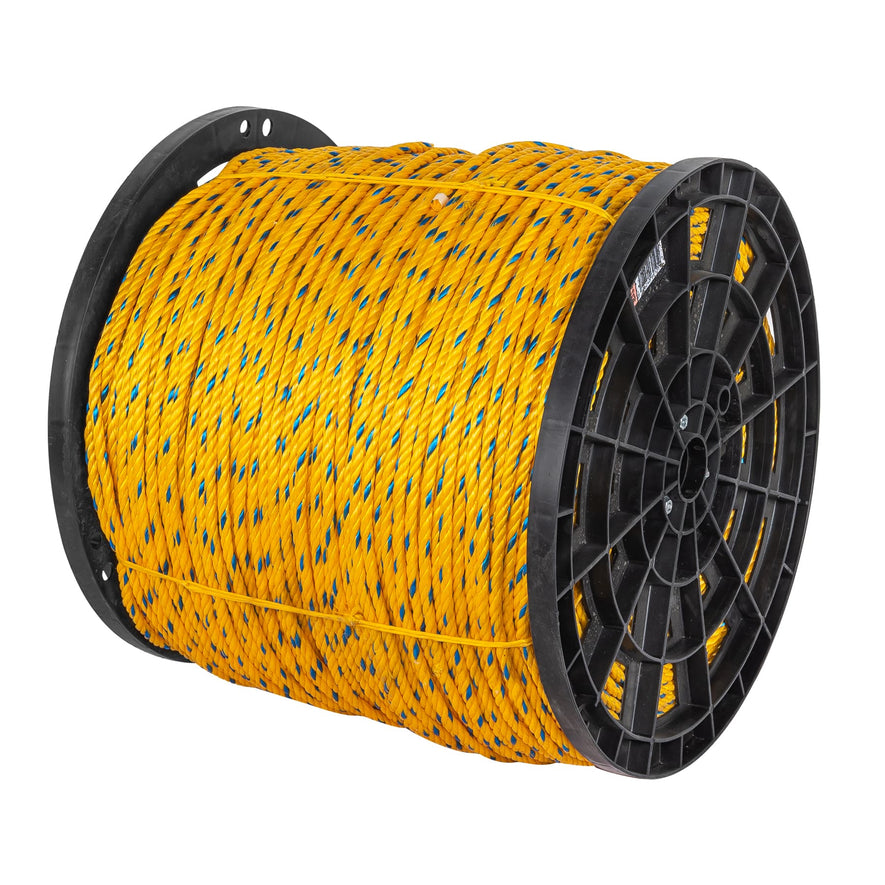 Metro de cuerda amarilla de polipropileno 8mm, carrete 640m Caja con 640, 40176