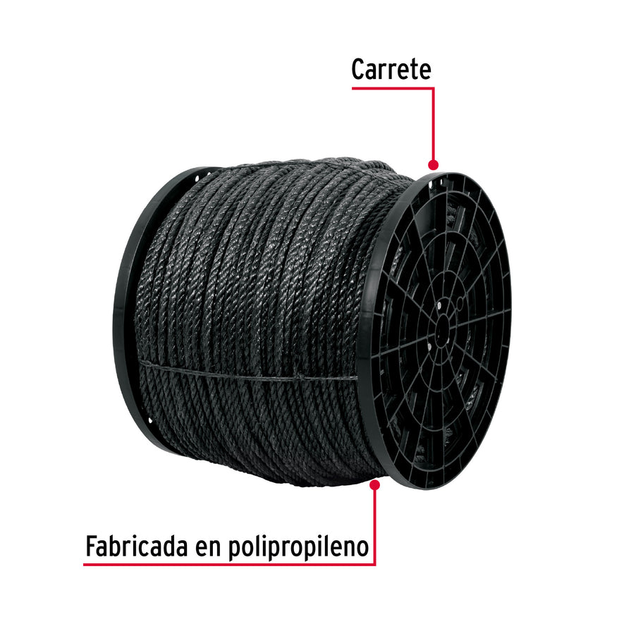 Kilo de cuerda negra de polipropileno 11 mm, carrete 20kg Caja con 20, 40766