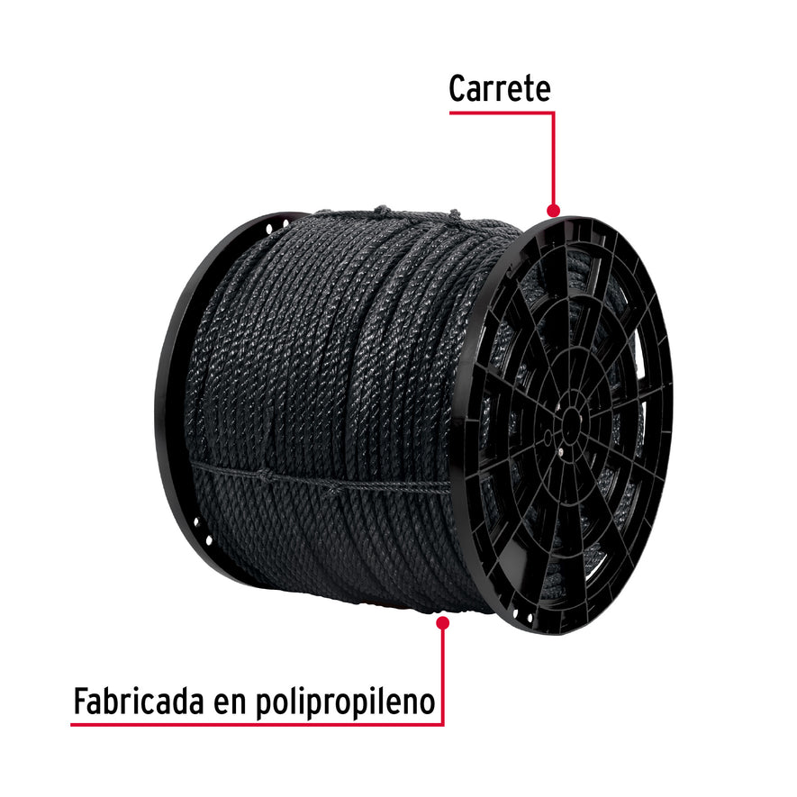 Kilo de cuerda negra de polipropileno 13 mm, carrete 30kg Caja con 30, 40767