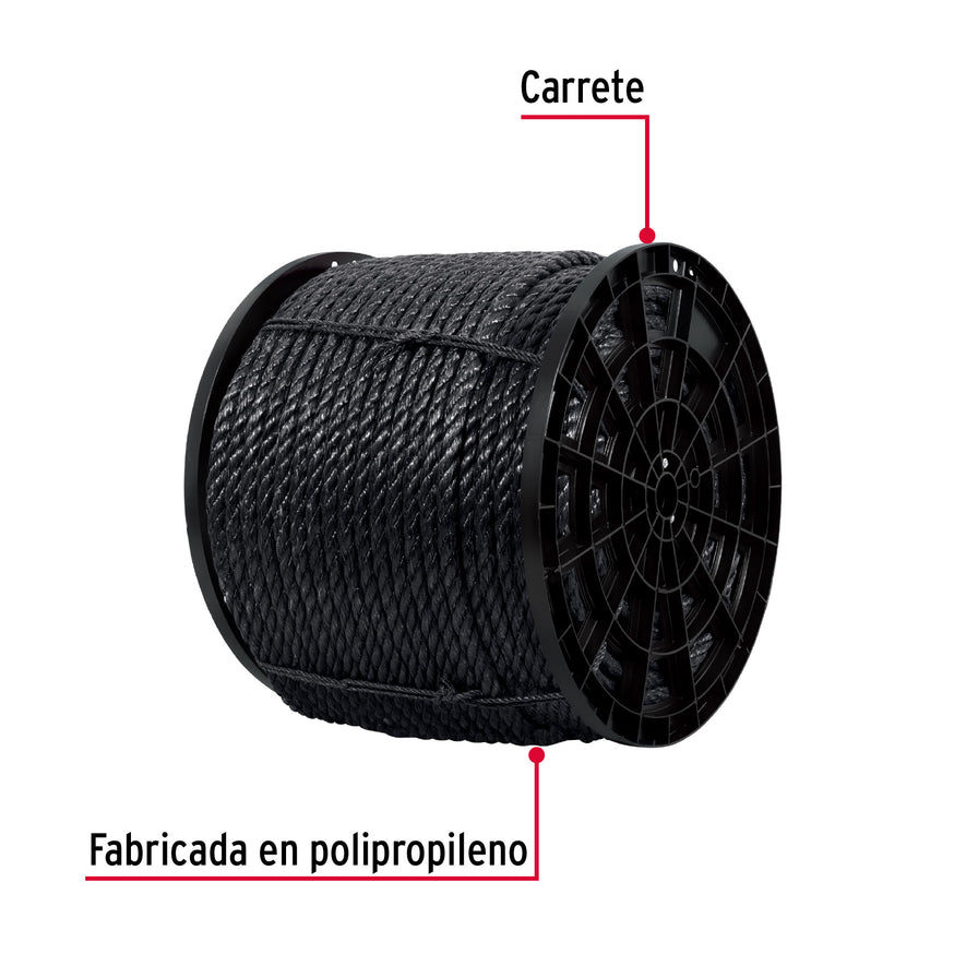 Kilo de cuerda negra de polipropileno 19 mm, carrete 30kg Caja con 30, 40769
