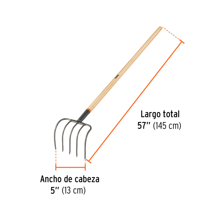 Cultivador forjado de 4 dientes para jardín, mango de 54' Caja con 3, 10568