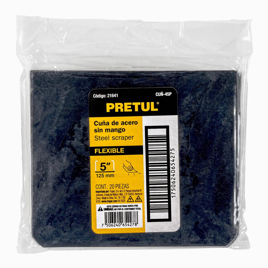 Cuña de 4' x 5' sin mango, bolsa con 20 piezas, Pretul Caja con 20, 21641