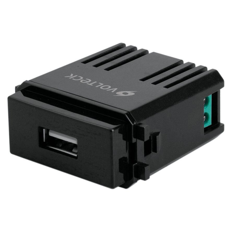 Módulo USB, línea Italiana, color negro, Volteck Caja con 3, 47603