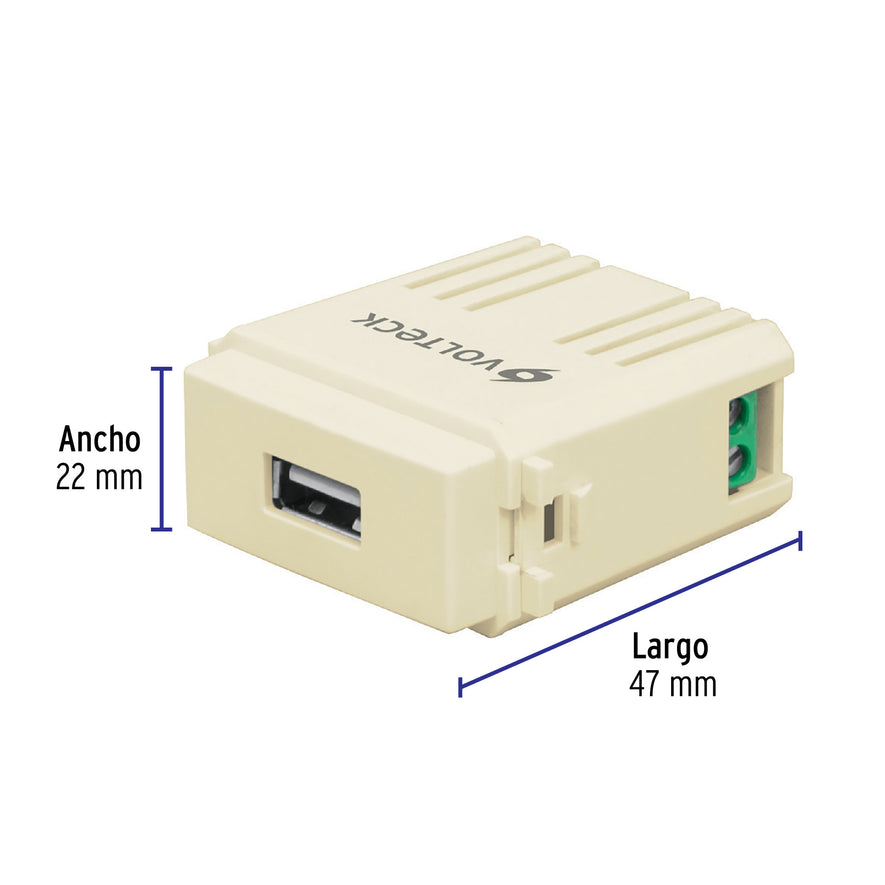 Módulo puerto USB, línea Italiana, color marfil, Volteck Caja con 3, 48108