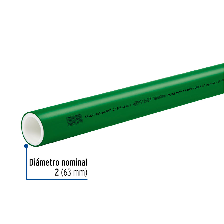 Tubo de 2' de PPR hidráulico de 4 m, Foset, 45446