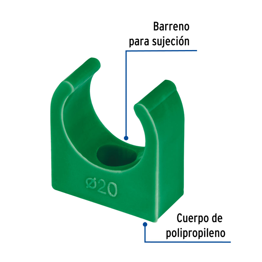 Abrazadera PPR, 1/2', tipo U, Foset Caja con 20, 46795