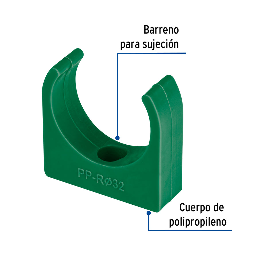 Abrazadera PPR, 1', tipo U, Foset Caja con 20, 46797