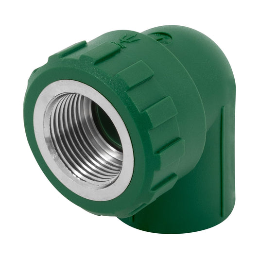 Codo 90° PPR, 3/4', rosca hembra con inserto metálico, Foset Caja con 10, 49862