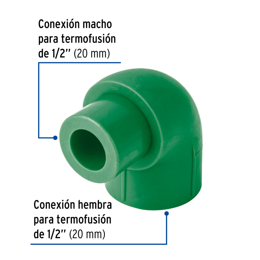 Codo 90° PPR, 1/2', macho-hembra, Foset Caja con 10, 45551