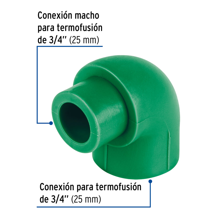Codo 90° PPR, 3/4', macho-hembra, Foset Caja con 10, 45552