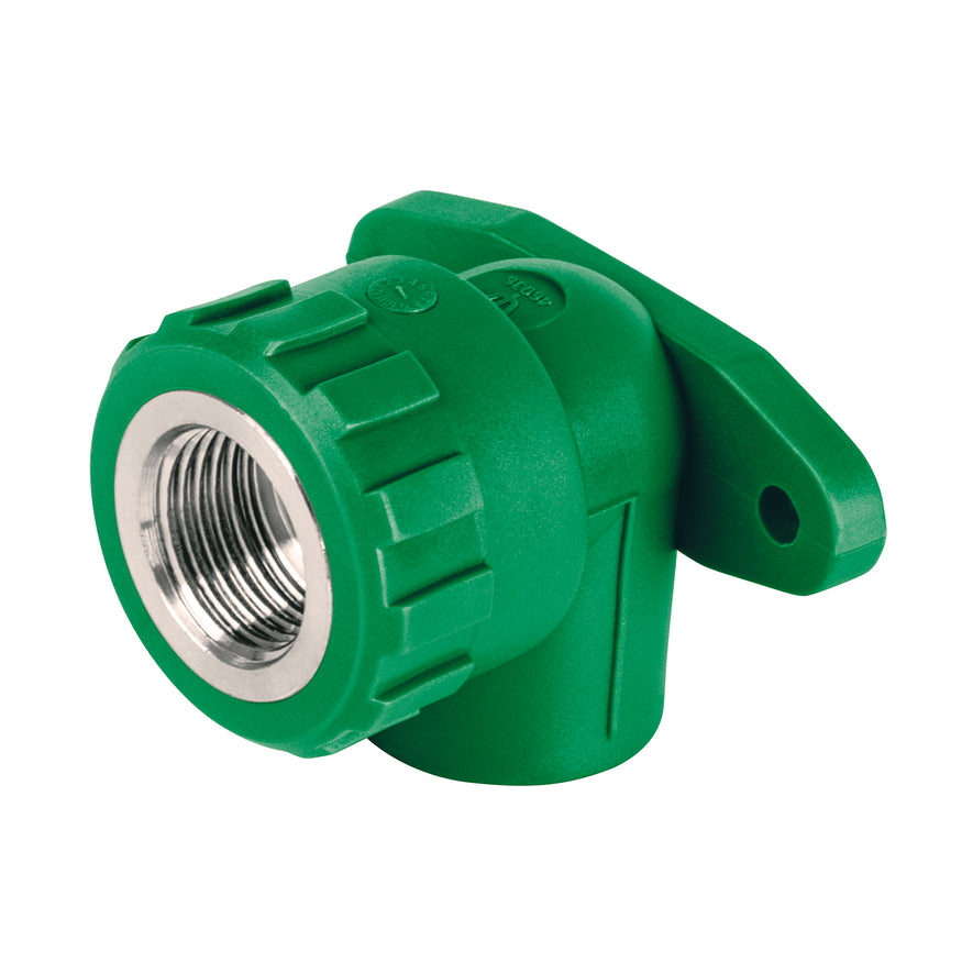 Codo oreja 90° PPR, 1/2', hembra con inserto metálico, Foset Caja con 10, 46036