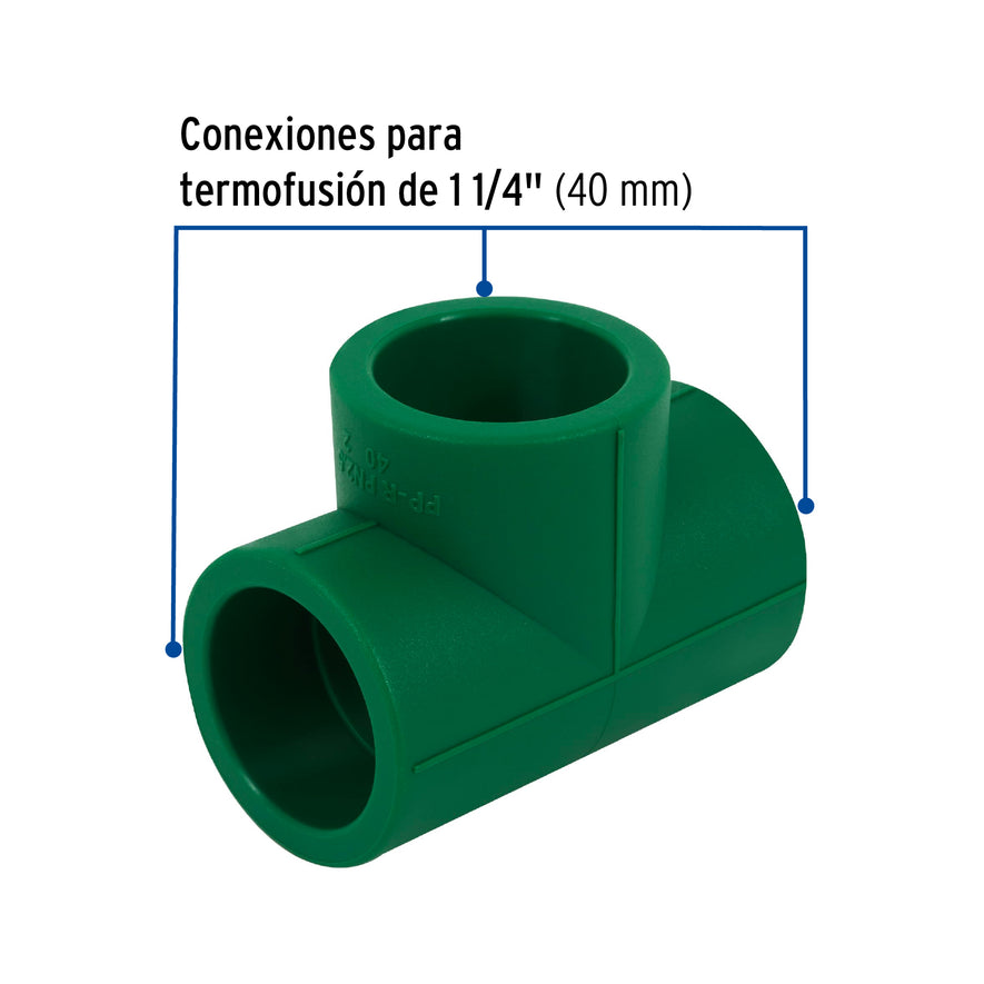 Tee sencilla de PPR 1-1/4', Foset Caja con 4, 45465