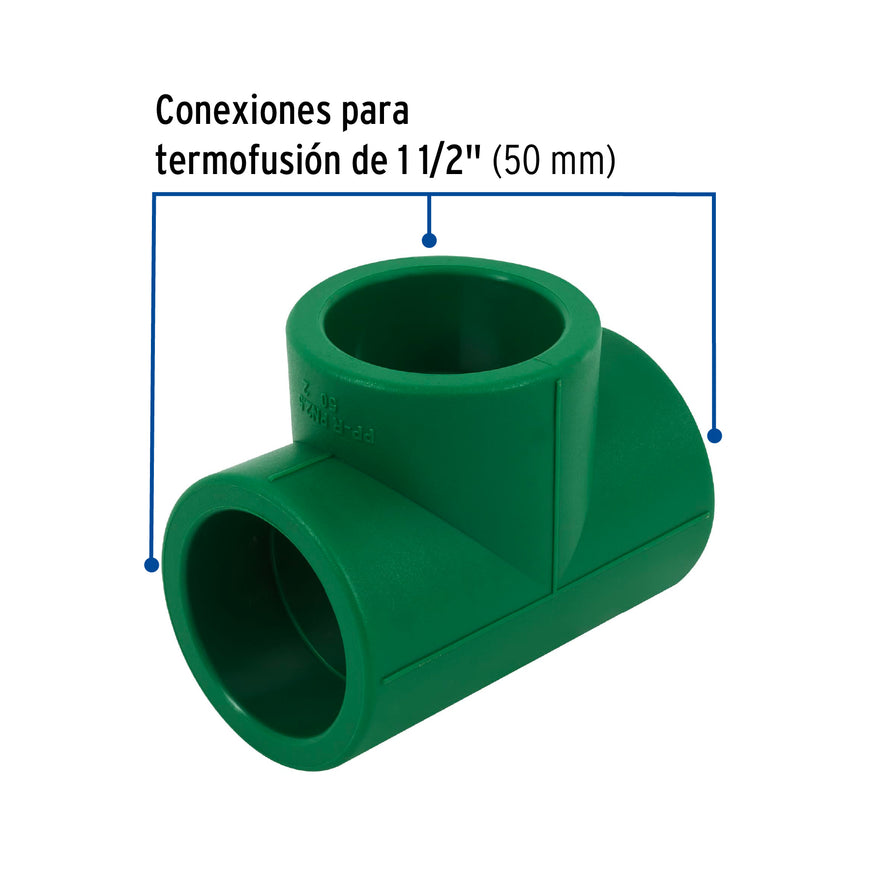 Tee sencilla de PPR 1-1/2', Foset Caja con 4, 45466