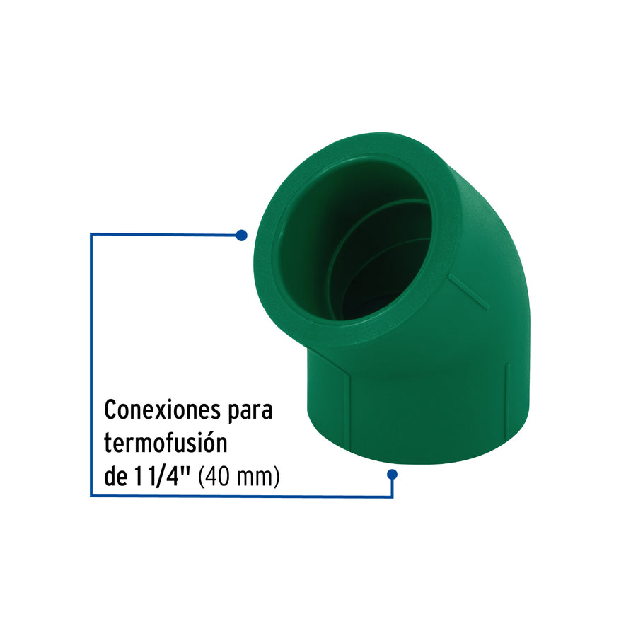 Codo 45° PPR, 1-1/4', Foset Caja con 4, 45462