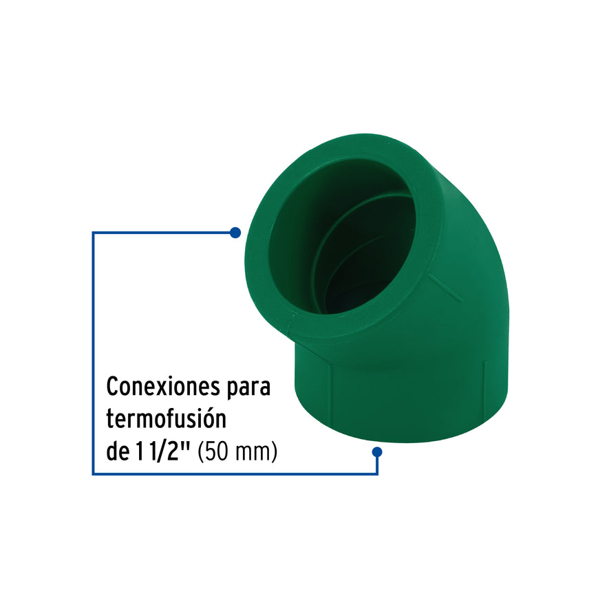 Codo 45° PPR, 1-1/2', Foset Caja con 4, 45463