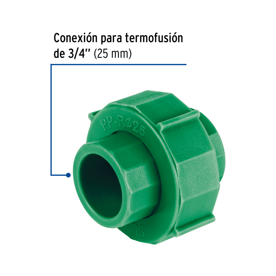 Tuerca unión PPR, plástica, 3/4', Foset Caja con 10, 45557