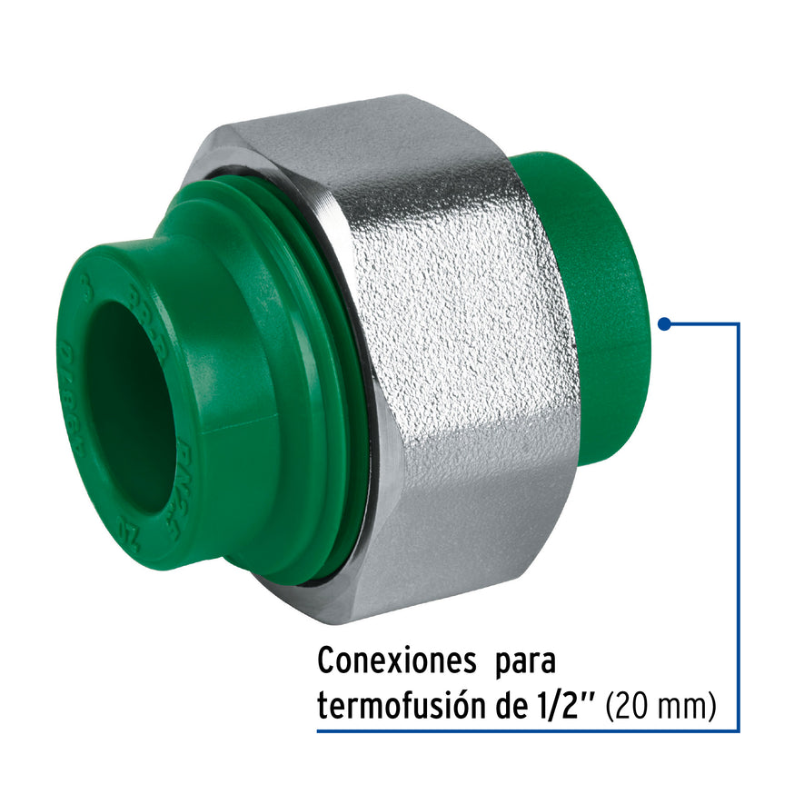 Tuerca unión PPR, tuerca latón, 1/2', Foset Caja con 10, 49810