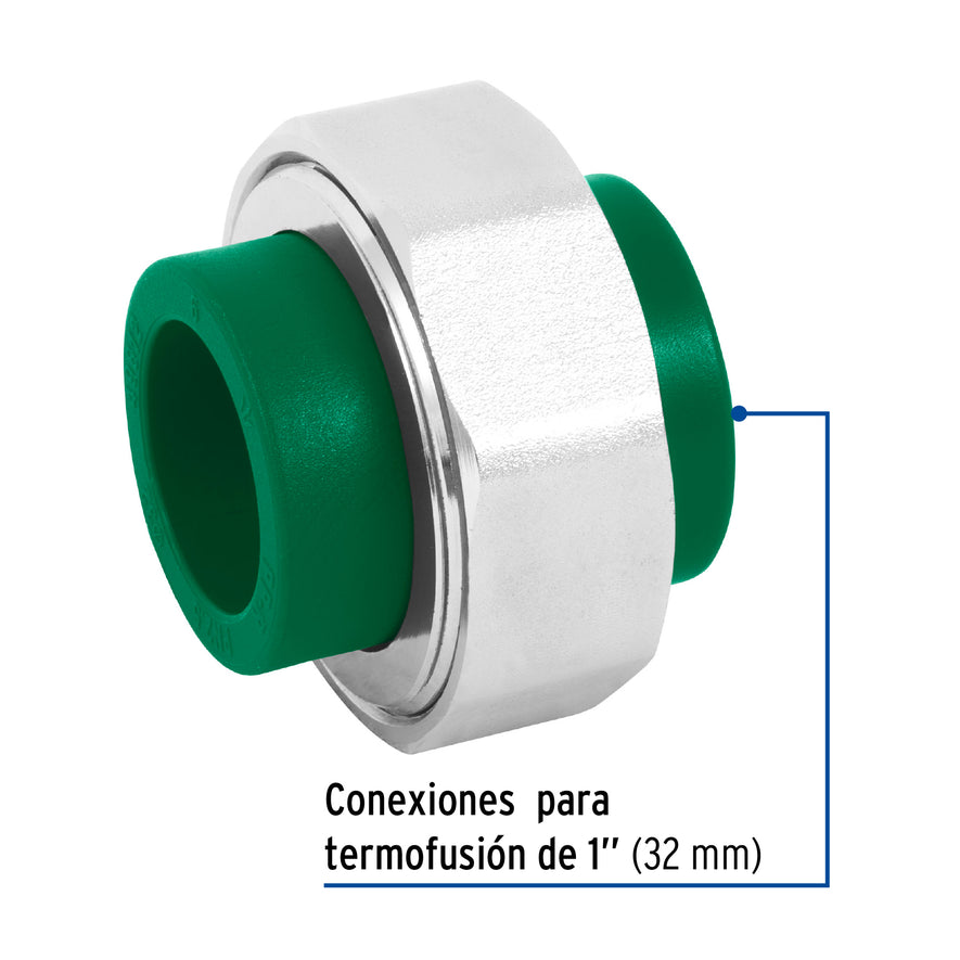 Tuerca unión PPR, tuerca latón, 1', Foset Caja con 10, 49812