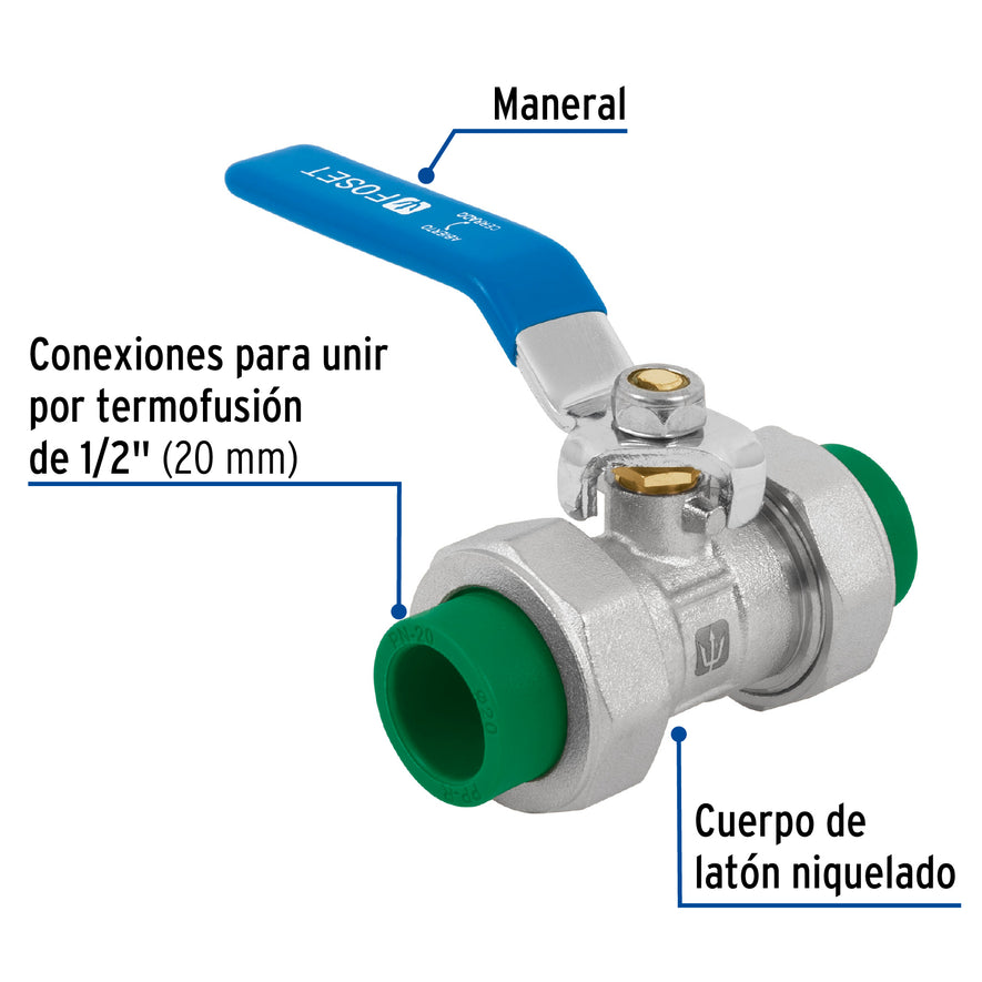 Válvula de esfera desmontable de PPR 1/2', Foset Caja con 6, 41986