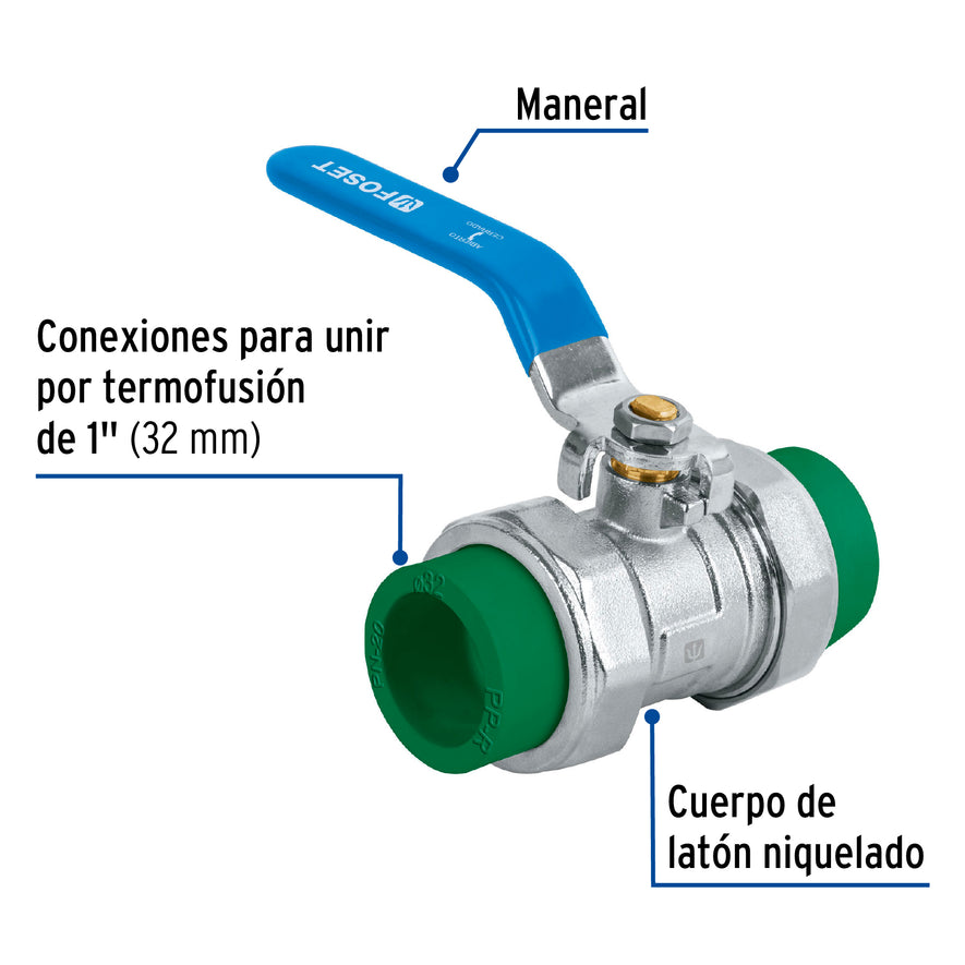 Válvula de esfera desmontable de PPR 1', Foset, 41988
