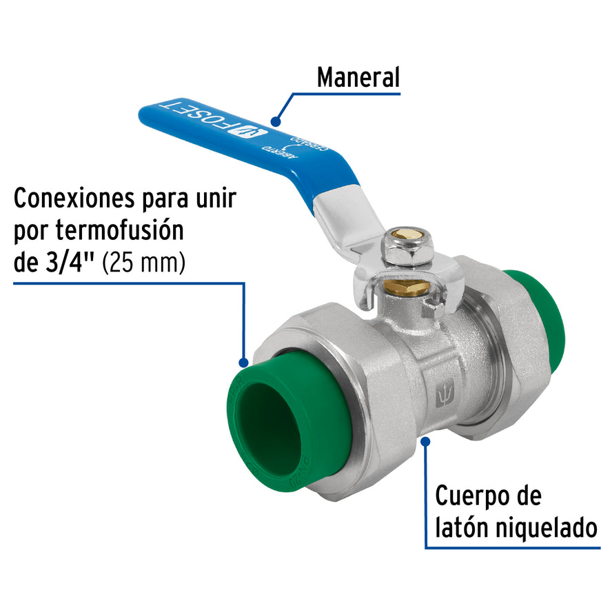 Válvula de esfera desmontable de PPR 3/4', Foset Caja con 6, 41987