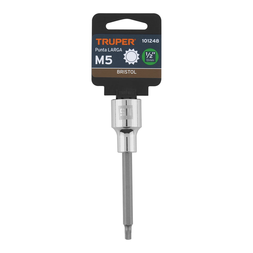 Dado punta larga bristol M5, cuadro 1/2', Truper Caja con 6, 101248