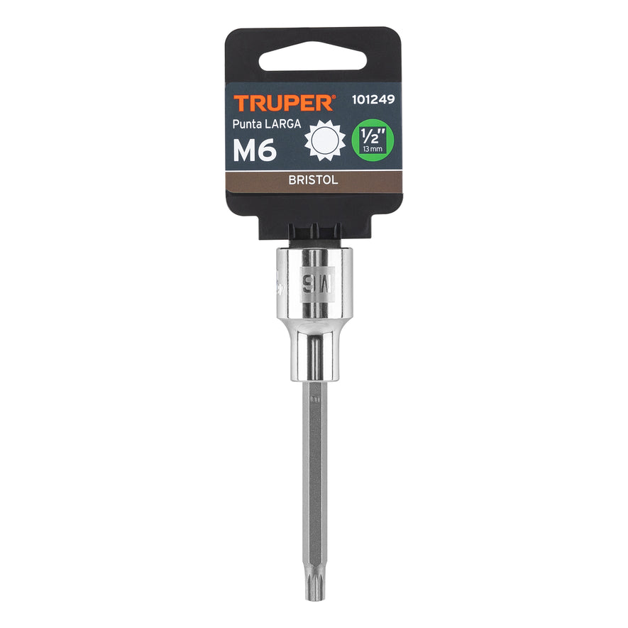 Dado punta larga bristol M6, cuadro 1/2', Truper Caja con 6, 101249