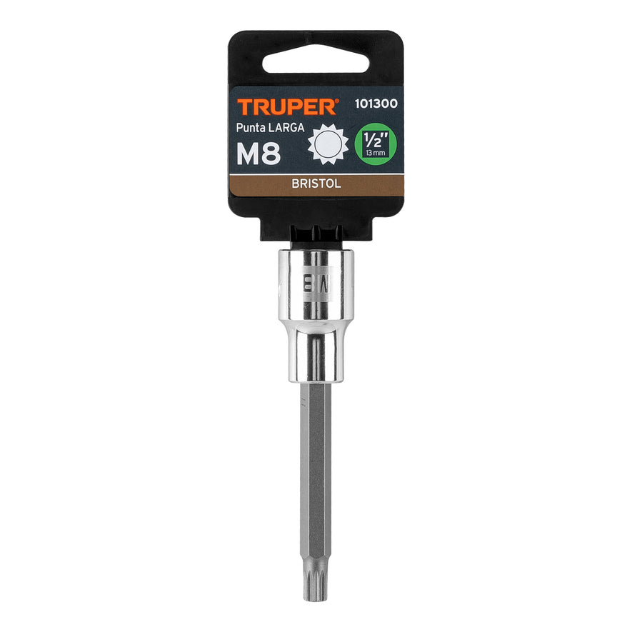 Dado punta larga bristol M8, cuadro 1/2', Truper Caja con 6, 101300