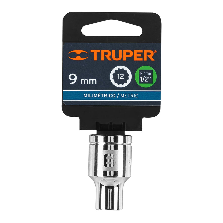 Dado de 9 mm, 12 puntas, cuadro 1/2', Truper Caja con 6, 13523